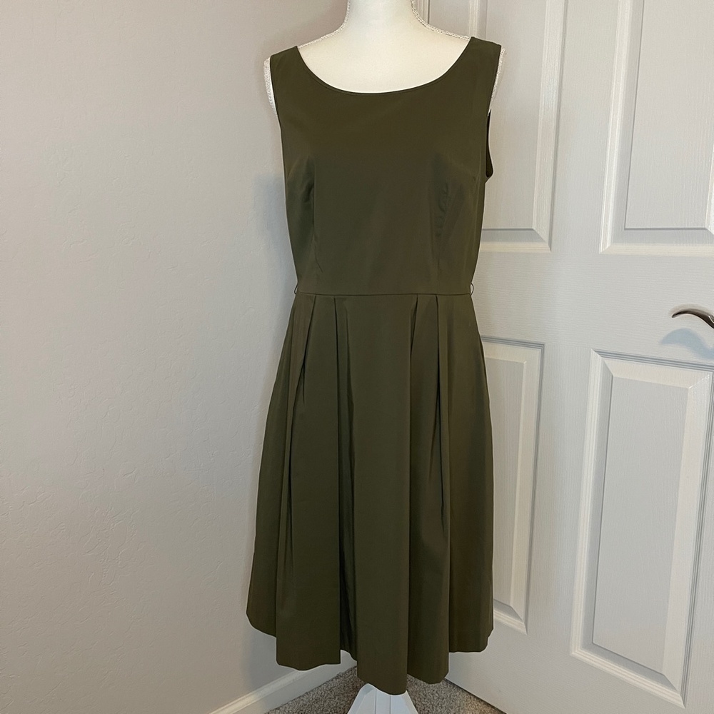 Jones New York Olive Green Cotton Dress - Size 12